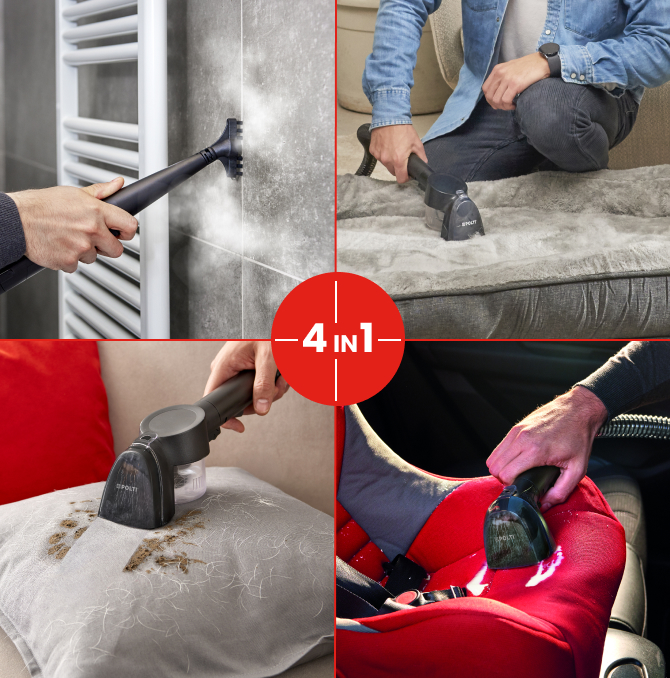 4 funzioni in 1, per rimuovere ogni macchia