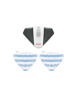 L'immagine rappresenta la spazzola triangolare e i due panni compatibili