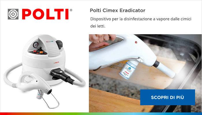 Scopri di più su Polti Cimex Eradicator: Scopri di più su Polti Cimex Eradicator: dispositivo per la disinfezione a vapore dalle cimici dei letti.