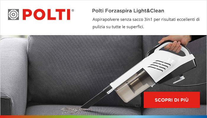 Scopri di più su Polti Forzaspira Light & Clean: aspirapolvere senza sacco 2 in 1 per risultati eccellenti di pulizia su tutte le superfici.