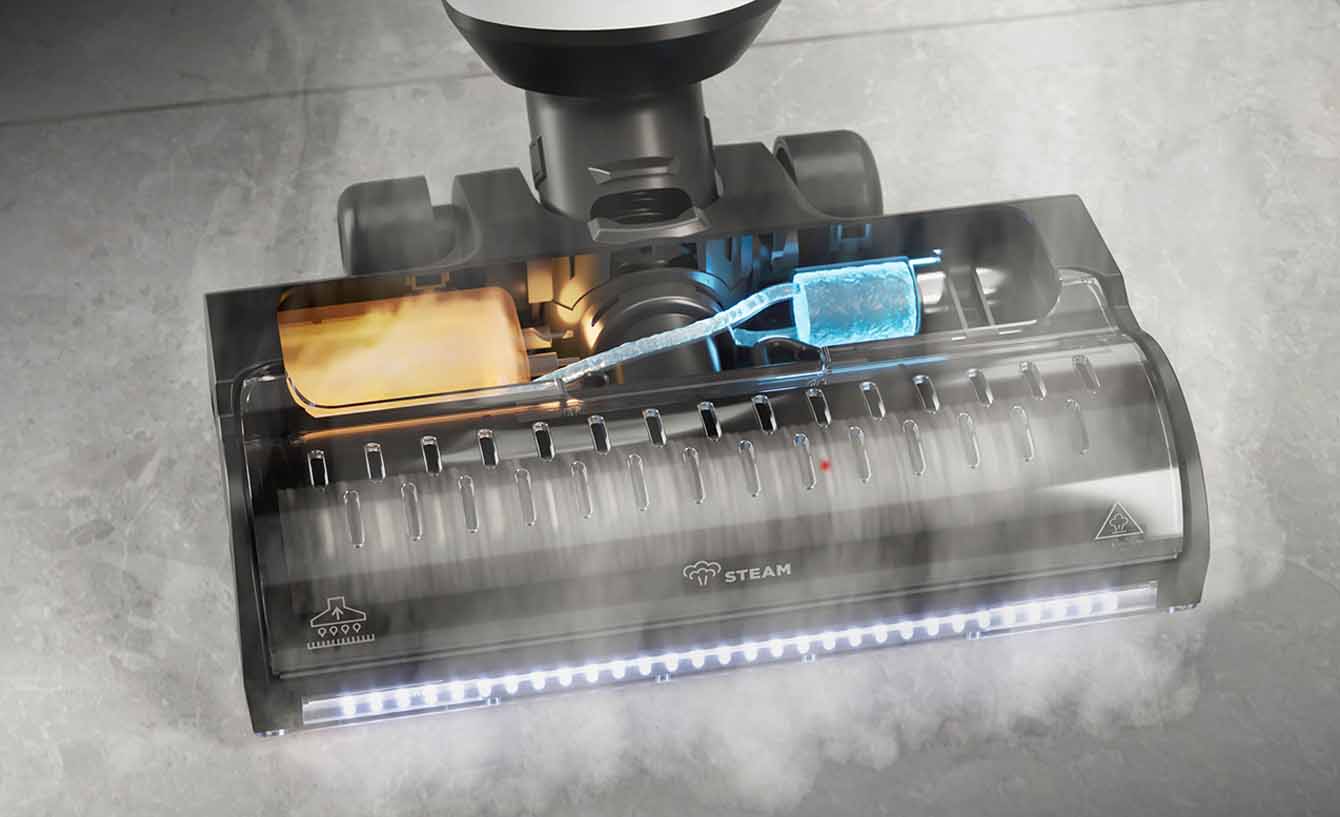 L'immagine mostra il vapore emanato da Polti Rollysteam